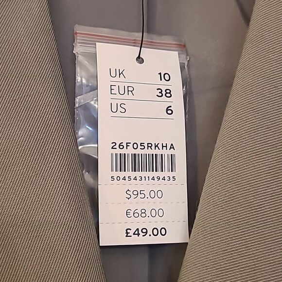 Top Shop Double Breasted Relaxed Fit Blazer Khaki Olive Sage Green Size US 6P - Picture 8 of 9